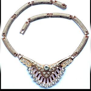 Jewelry New Statement Necklace Gold Chain Large Rhinestone Bib Linked Goddess